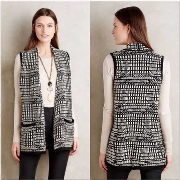 Anthropologie ANGEL OF THE NORTH Roenne Plaid Open Front Sweater Vest M - Picture 9 of 9